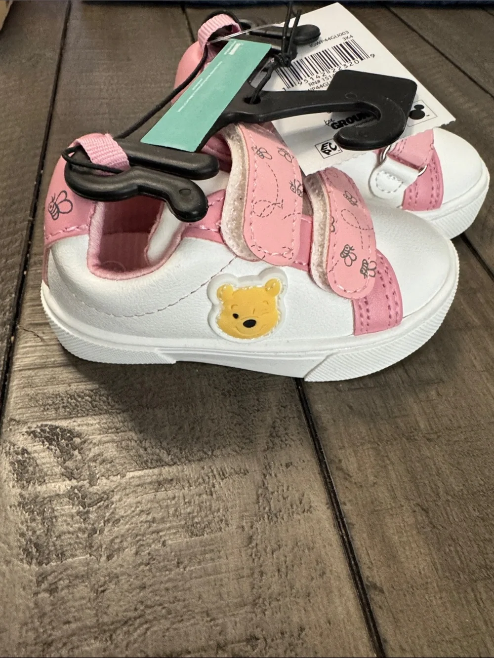 Disney Pink and White Velcro Baby Walker Sneakers